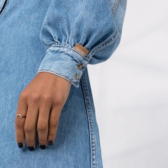 Ganni Long-Sleeve Denim Midi Dress Size 36 - Picture 5 of 5